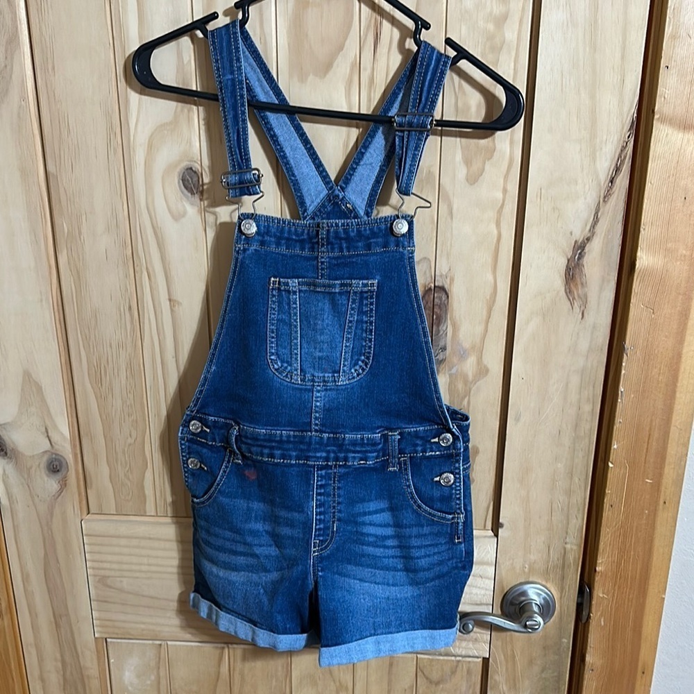 Jordache Womens Juniors Blue Denim Bibbed Overalls